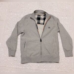 Burberry Brit Womens Zip Up Sweatshirt Equestrian Logo Gray XL **NOTE**